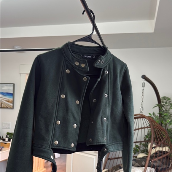 Dark Green Double-Breasted Women's Jacket - Picture 2 of 5